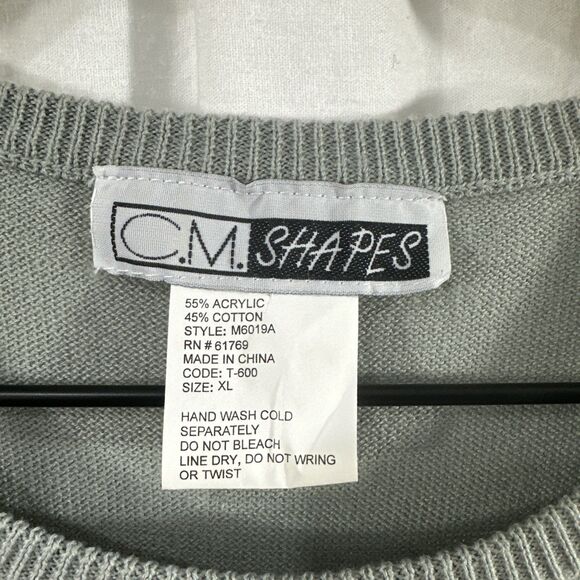 C.M. Shapes Cotton Blend Sleeveless Embroidered Mint Sage Sweater Vest Womens XL - Picture 3 of 7